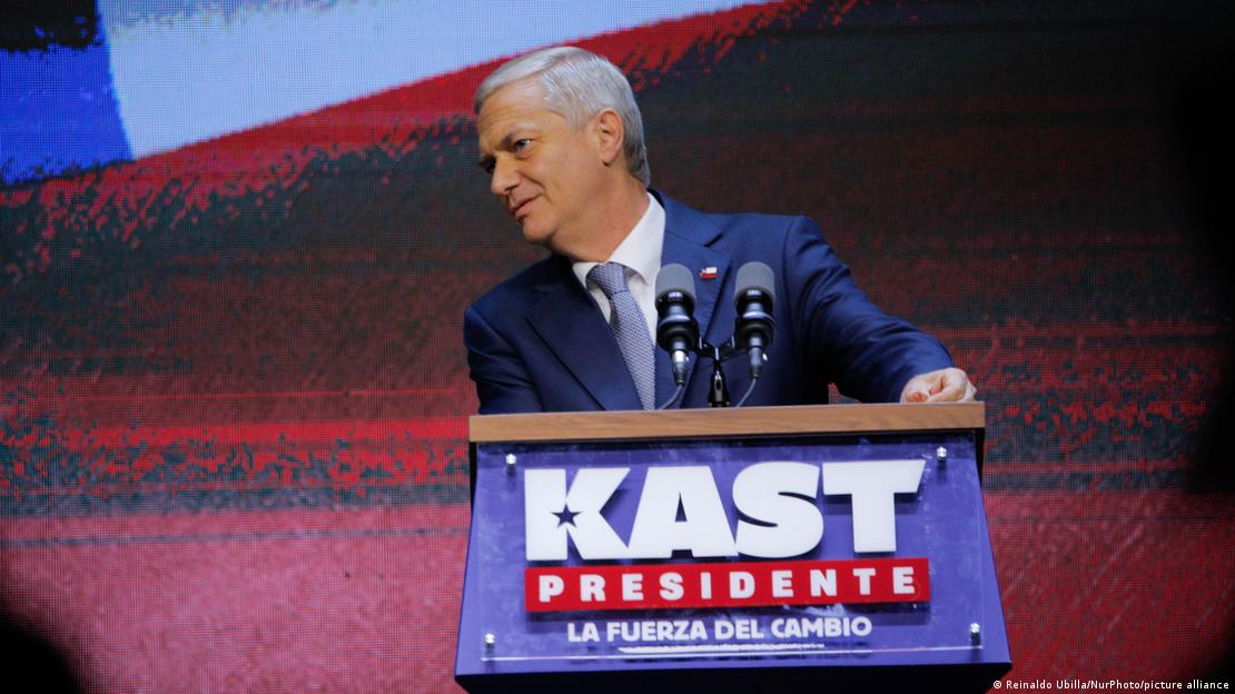 El presidente de Chile, José Antonio Kast, en un acto tras su victoria electoral. (14.12.2026).