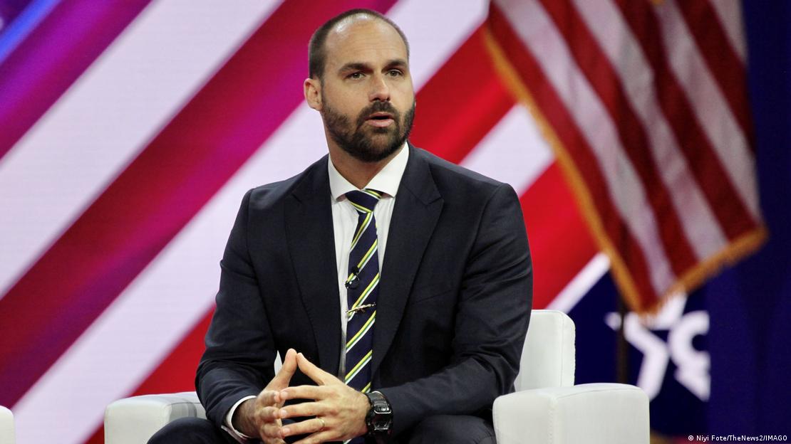 Eduardo Bolsonaro durante la conferencia CPAC "Protecting America Now" en Maryland.