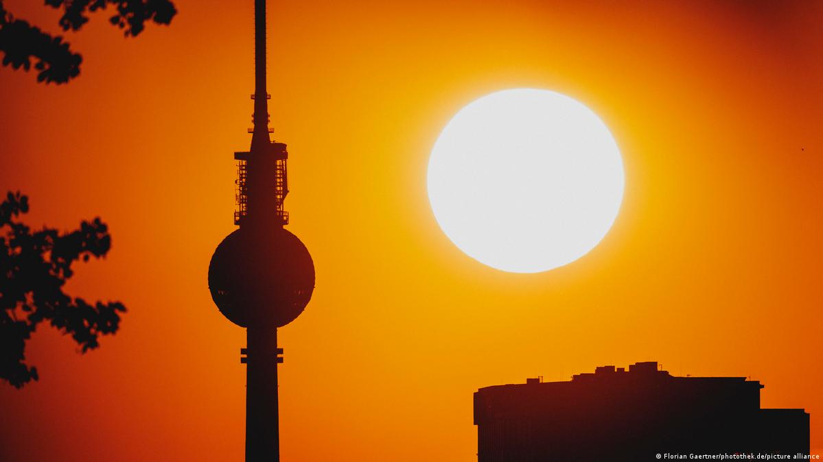 sunset behind the tv tower in Berlin