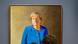 Porträt von Angela Merkel im blauen Blazer. Porträt von Angela Merkel im blauen Blazer.