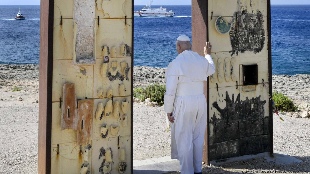Pope Leo XIV Visits visits the Gateway to Europe on the southern Italian island of Lampedusa on July 4, 2026