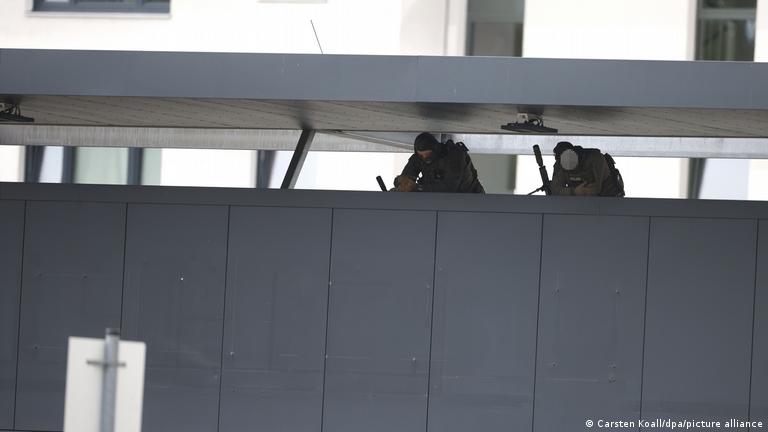 Snipers deployed as part of the police operation to deal with the hostage situation on Saturday, July 11
