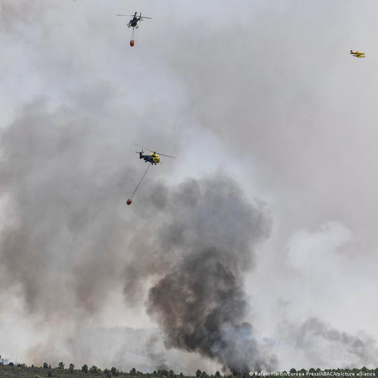 Spain records 70,000 hectares burned this year as two major wildfires continue to rage, forcing evacuations of 16 villages