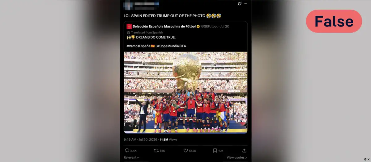 Fact check: Trump wasn't edited out of Spain World Cup photo