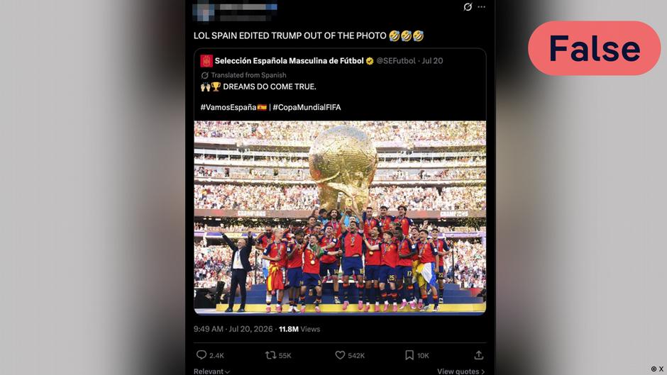 Verificação de fatos: Trump não foi editado na foto da Copa do Mundo da Espanha