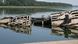 Old shipwreck exposed in the low waters of the Danube River.