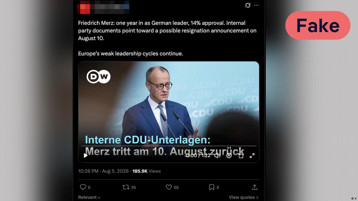伪造了德国之声DW标识的虚假视频