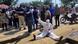 Health workers protest in Ituri in the Democratic Republic of Congo, August 6, 2026. 