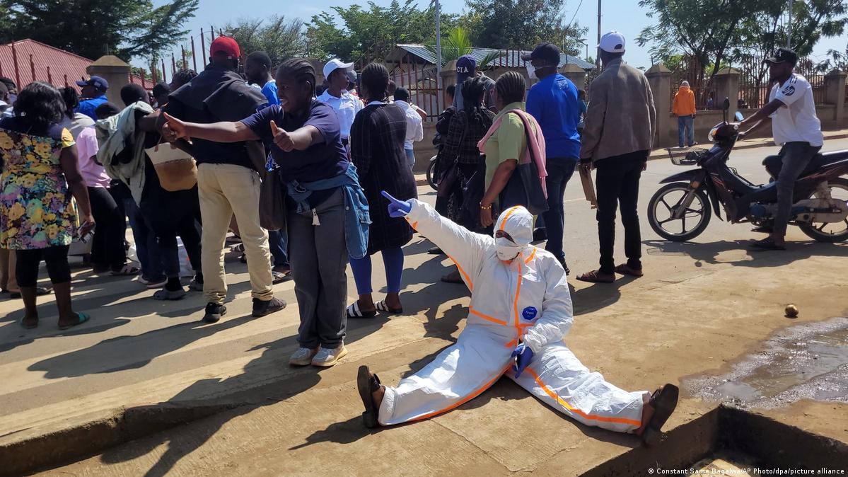 Health workers protest in Ituri in the Democratic Republic of Congo, August 6, 2026.