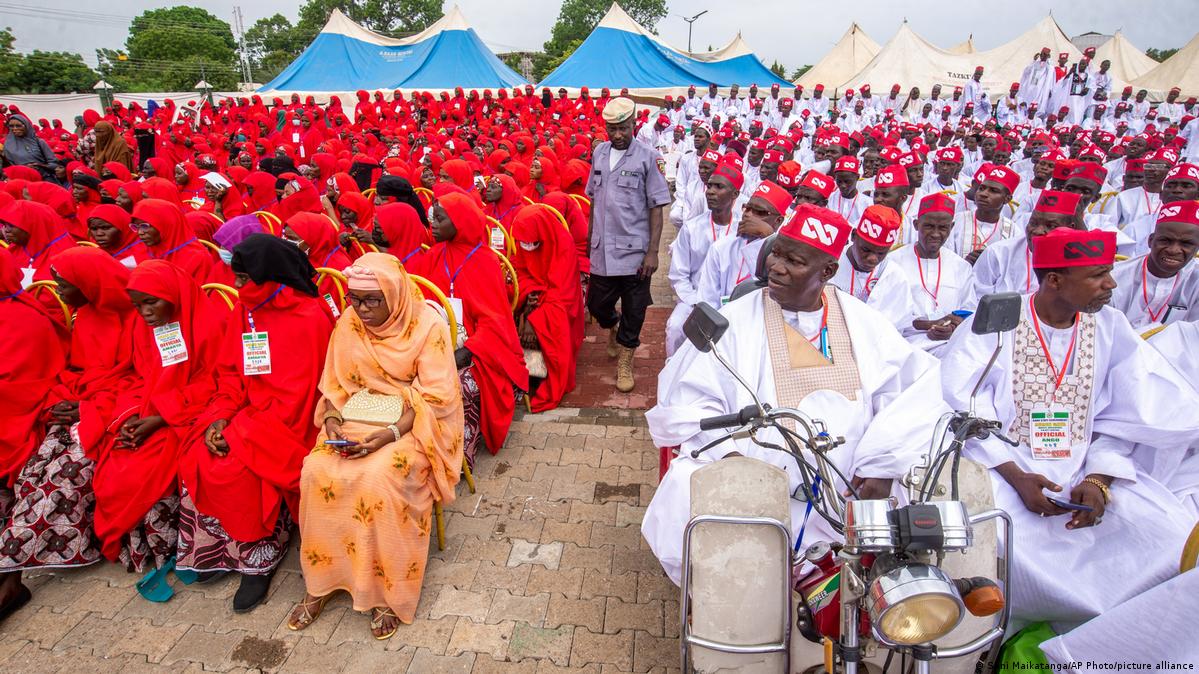 Brides and grooms seated in traditional clothes in Kano state mass wedding