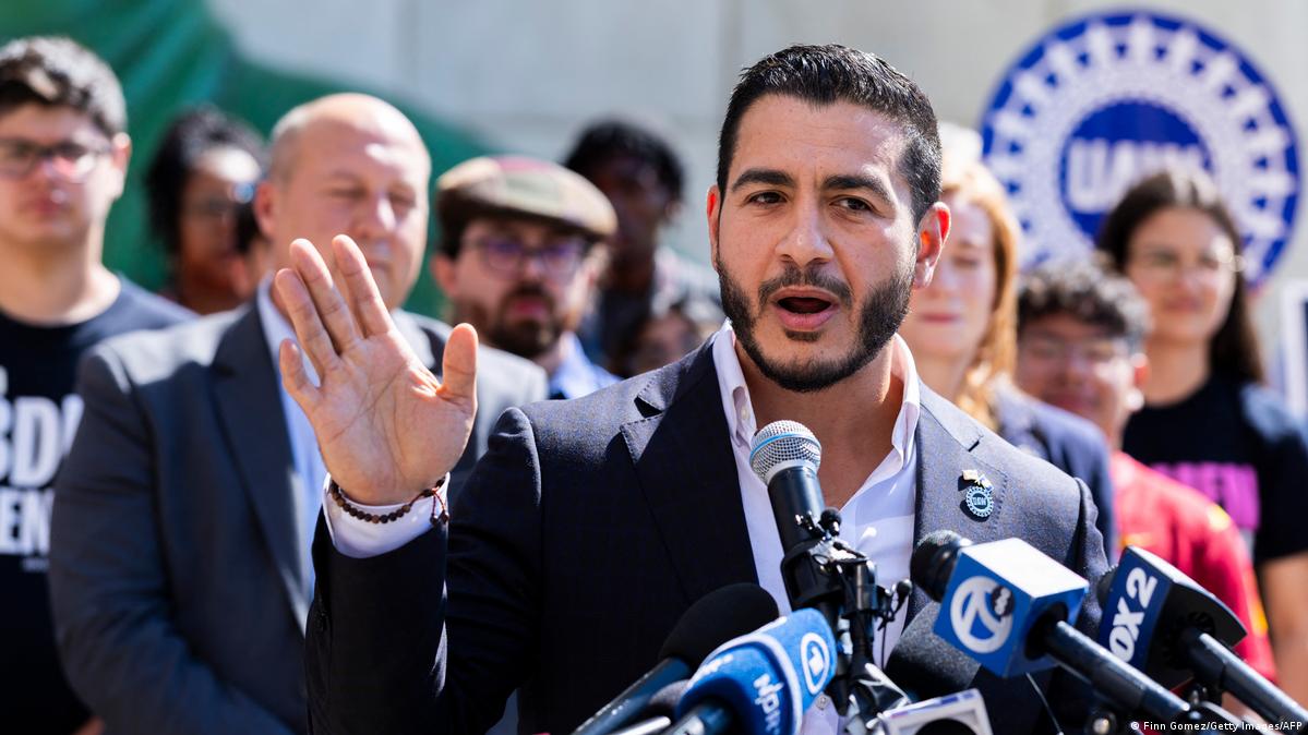 Michigan Democratic Senate primary winner Abdul El-Sayed speaks during a press conference