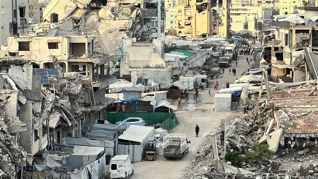 Casas destruídas em Gaza após bombardeios