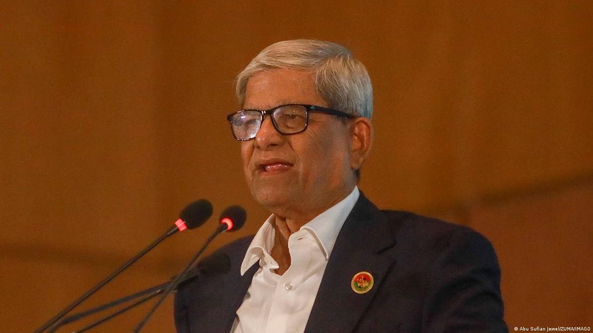 Bangladesh Nationalist Party BNP Secretary General Mirza Fakhrul Islam Alamgir speaks at a press conference in Dhaka, Bangladesh, on February 14, 2026