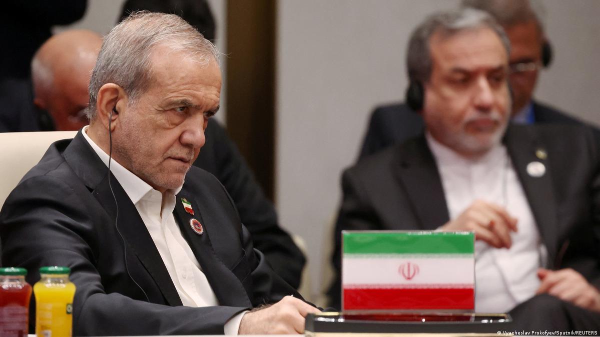 Iranian President Masoud Pezeshkian attends a session of the Shanghai Cooperation Organisation (SCO) summit in Bishkek, Kyrgyzstan