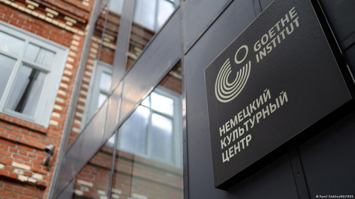 A sign on the facade of the Goethe-Institut, Germany's cultural institute, in Moscow, Russia September 2, 2026