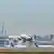 An aircraft takes off at Frankfurt Airport