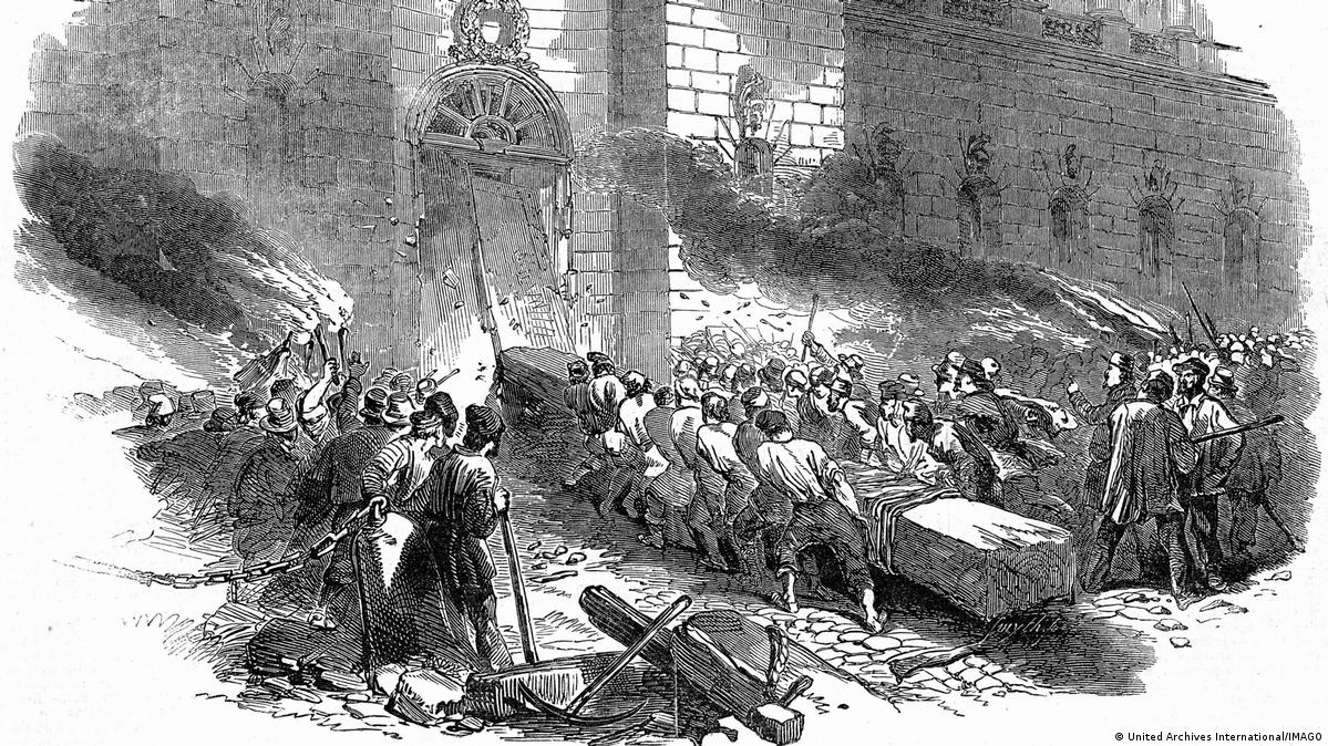 Holzstich 1848 | Sturm auf das Zeughaus in Berlin während der Märzrevolution 1848年三月,柏林民众而自由和建立德意志统一国家而抗争。
