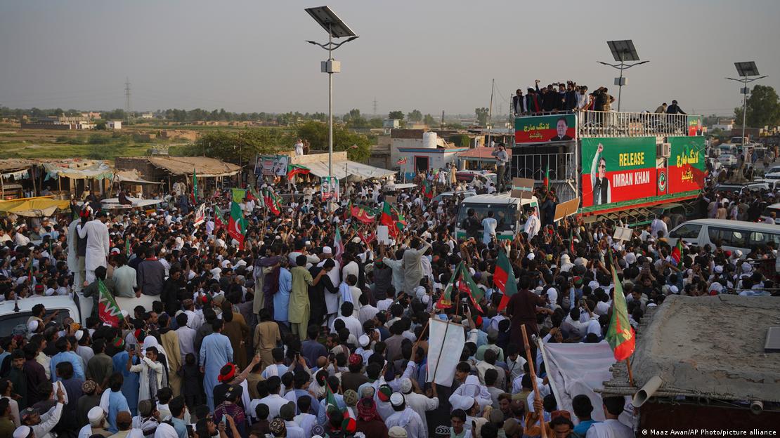 A large group of Imran Khan supporters gathered in Lakki Marwat, Pakistan, on October 4, 2026 