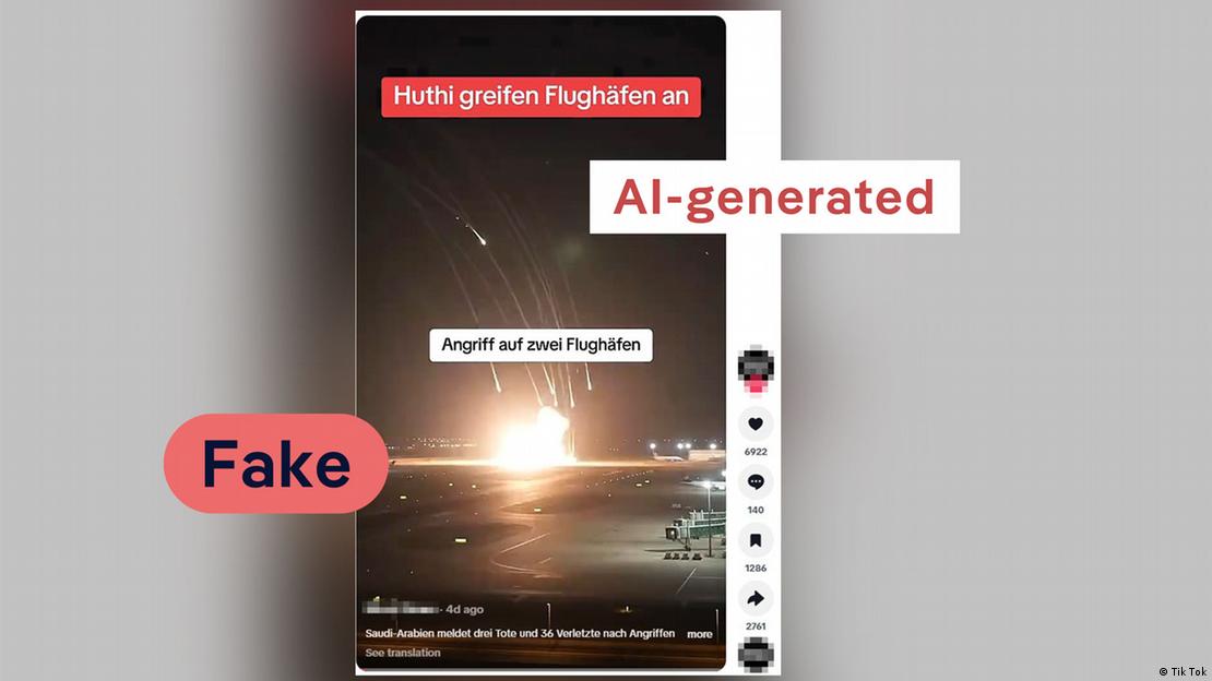Image 5: A fact check of an AI-generated video with German text on it