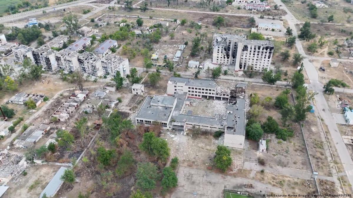 The view of Russian-occupied Oleshky in Ukraine's Kherson region Image: 34th Separate Marine Brigade "Borysfen"/Handout/REUTERS