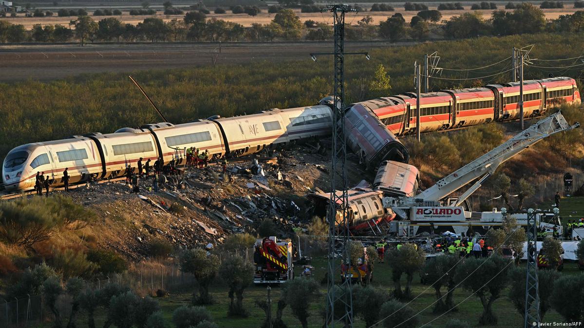 A high speed train slammed into the back of a stationary train Image: Javier Soriano/AFP
