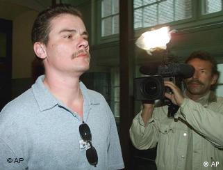 Andreas Krieger, formerly Heidi, on his way to testify at a 2000 doping trial