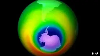 Darstellung des Ozonlochs mit Hilfe des Total Ozone Mapping Spectrometers (TOMS) Klimaschutz Klima Erde Treibhausgas